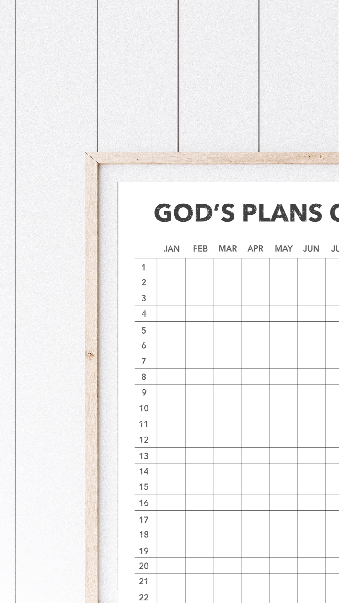 God's Plans Over Mine - Reusable Wall Calendar - 20" x 30"