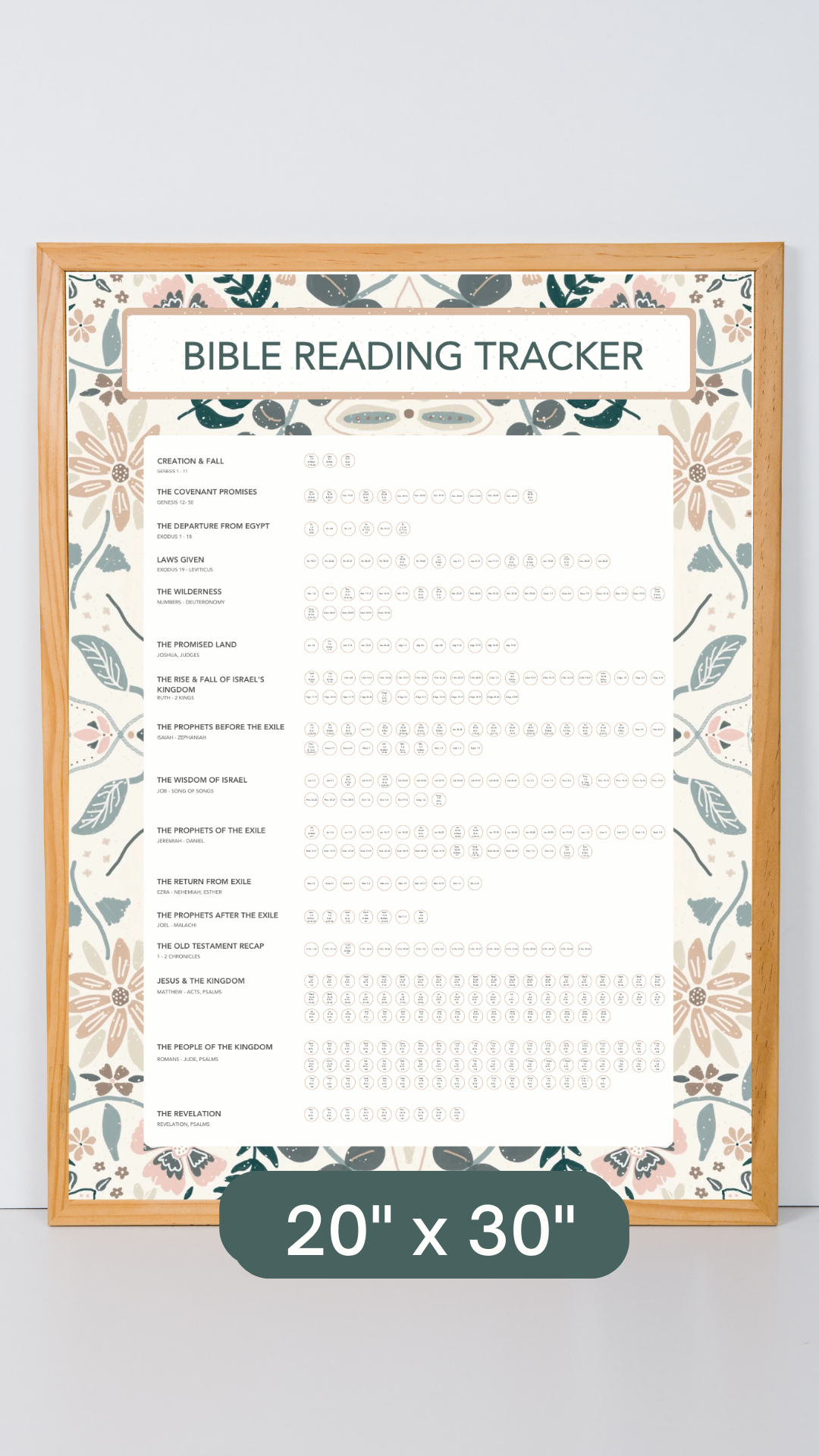 Bible Reading Tracker - 20" x 30" - PHYSICAL PRODUCT