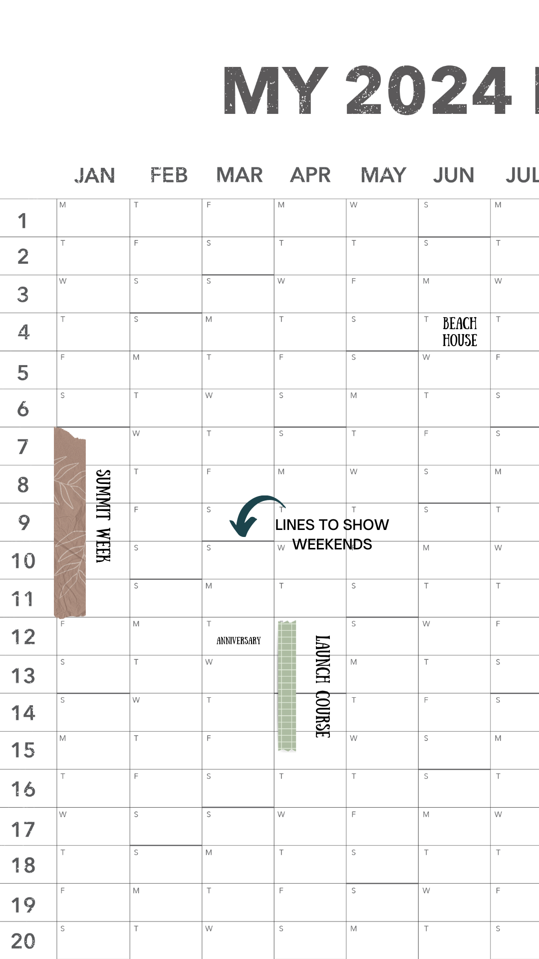 My 2024 Plan Wall Calendar - 18" x 24" - PHYSICAL COPY