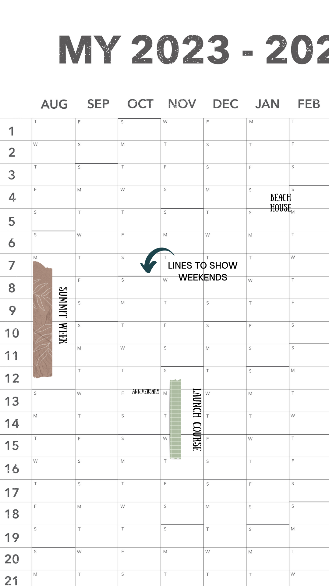 My 2023 - 2024 Plan Wall Calendar - DIGITAL COPY