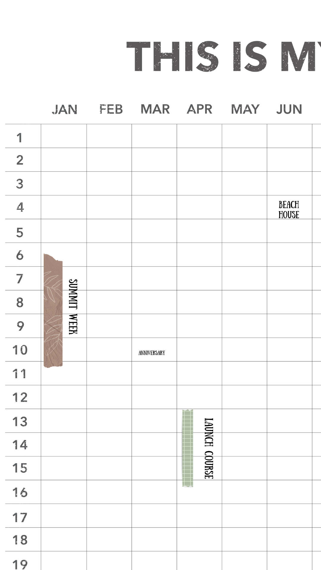 This is My Year - Reusable Wall Calendar - DIGITAL COPY
