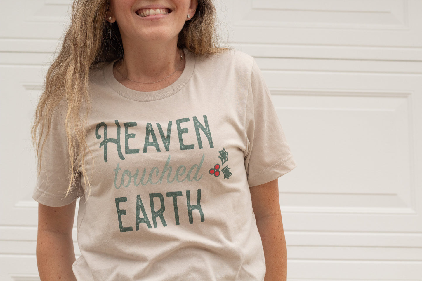 Heaven Touched Earth - Christmas Tee Shirt for Christian Women