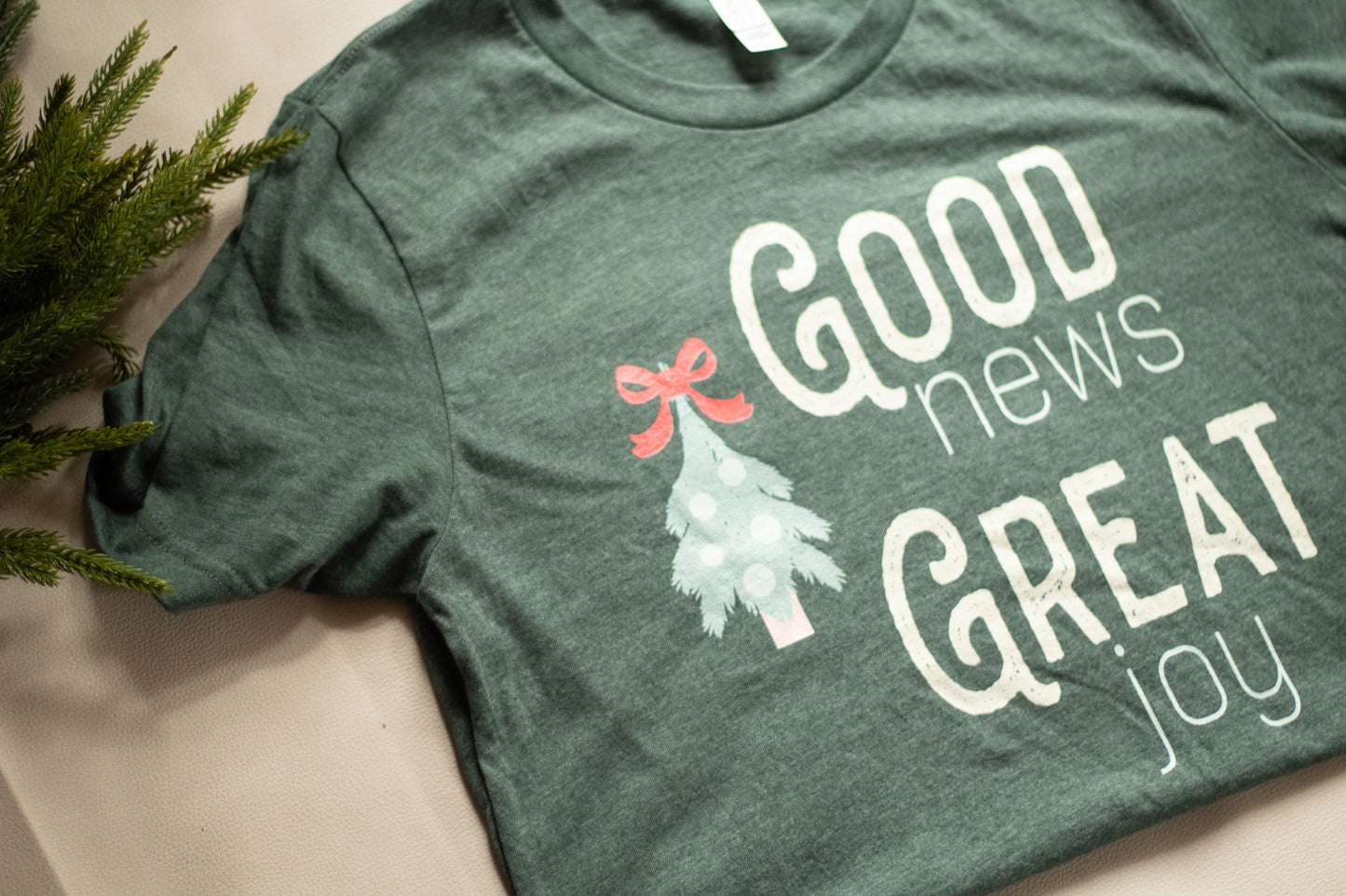 Good News Great Joy - Christmas tee Shirt for Christian Women