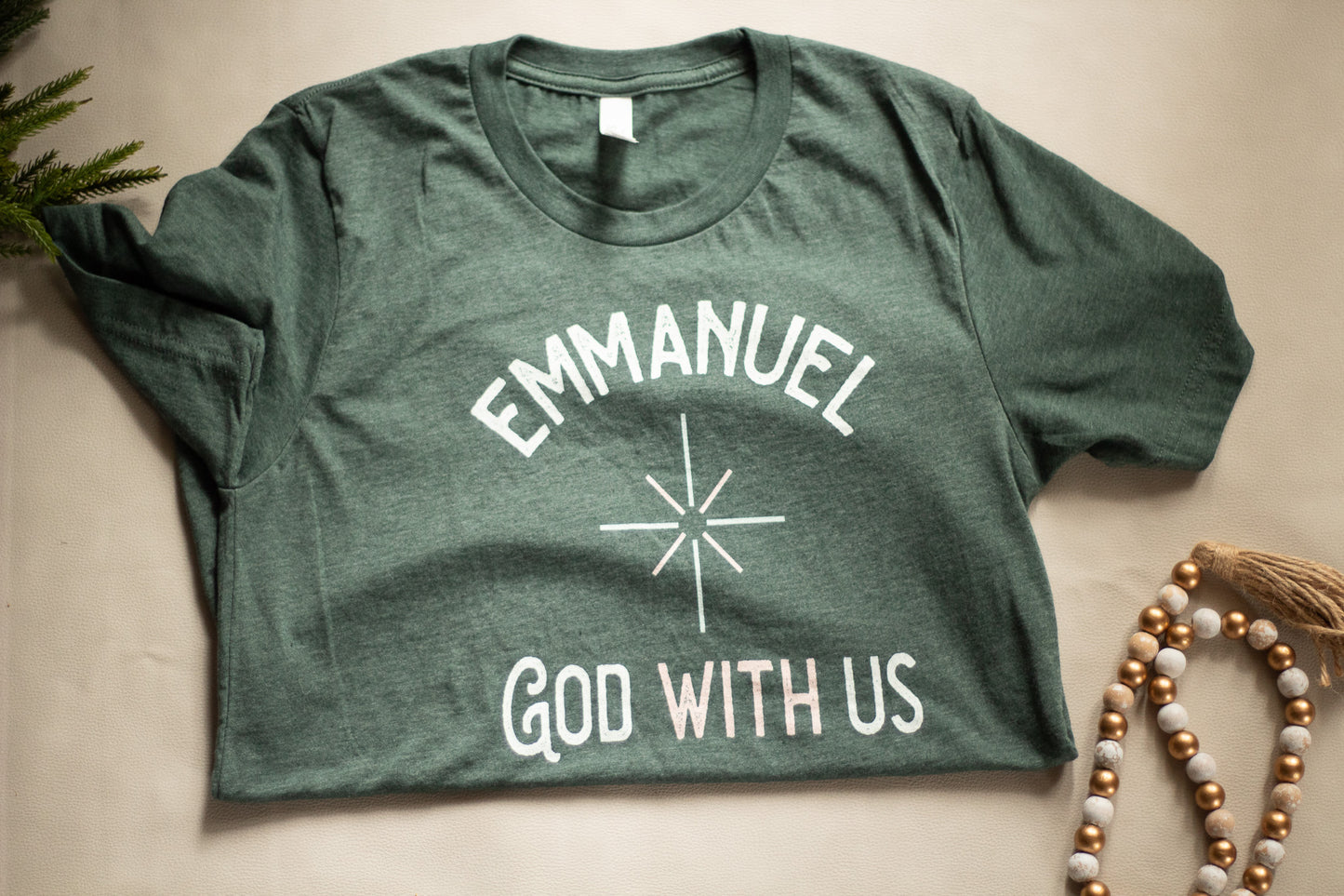 Emmanuel God With Us - Christmas Tee Shirt for Christian Women