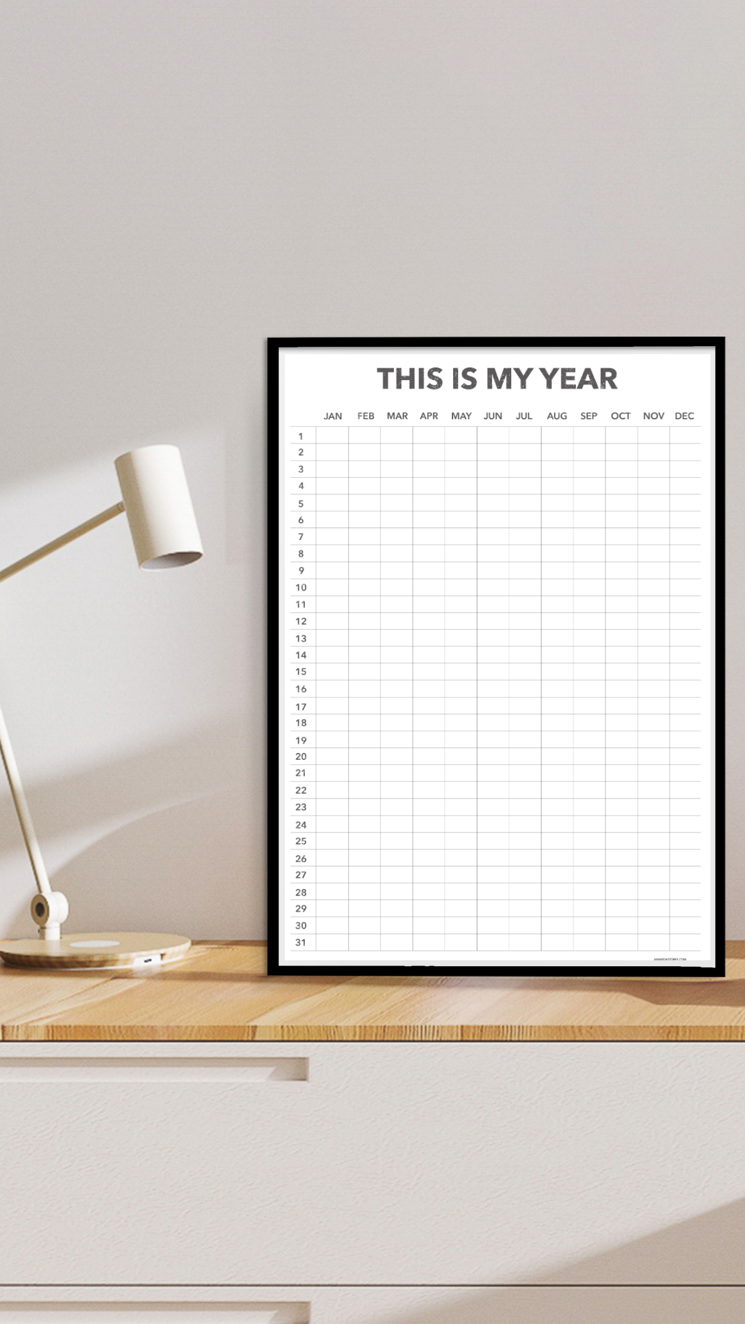 This is My Year - Reusable Forever Wall Calendar - 24" x 36"- PHYSICAL COPY