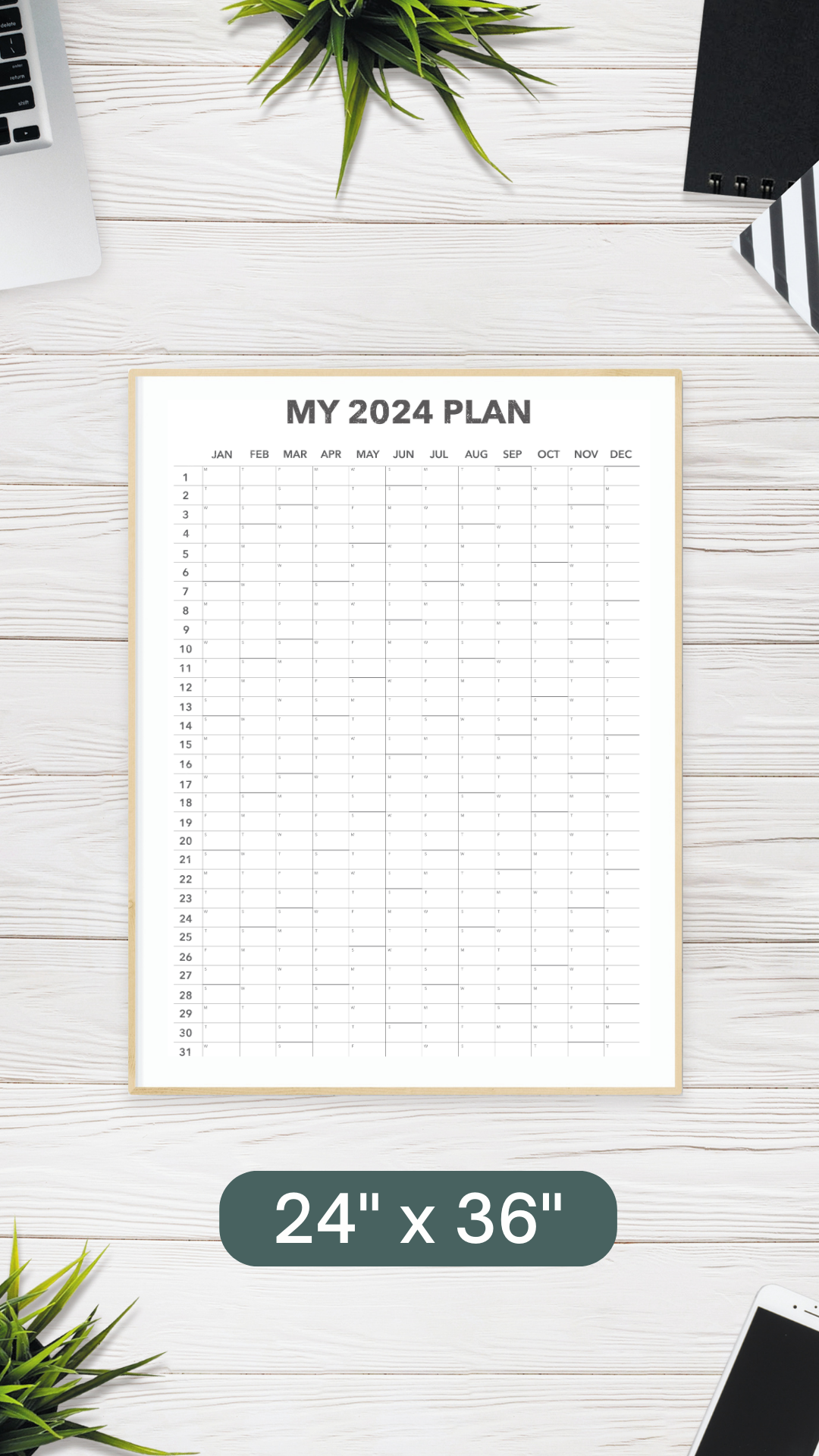 My 2024 Plan Wall Calendar - 24" x 36" - PHYSICAL COPY