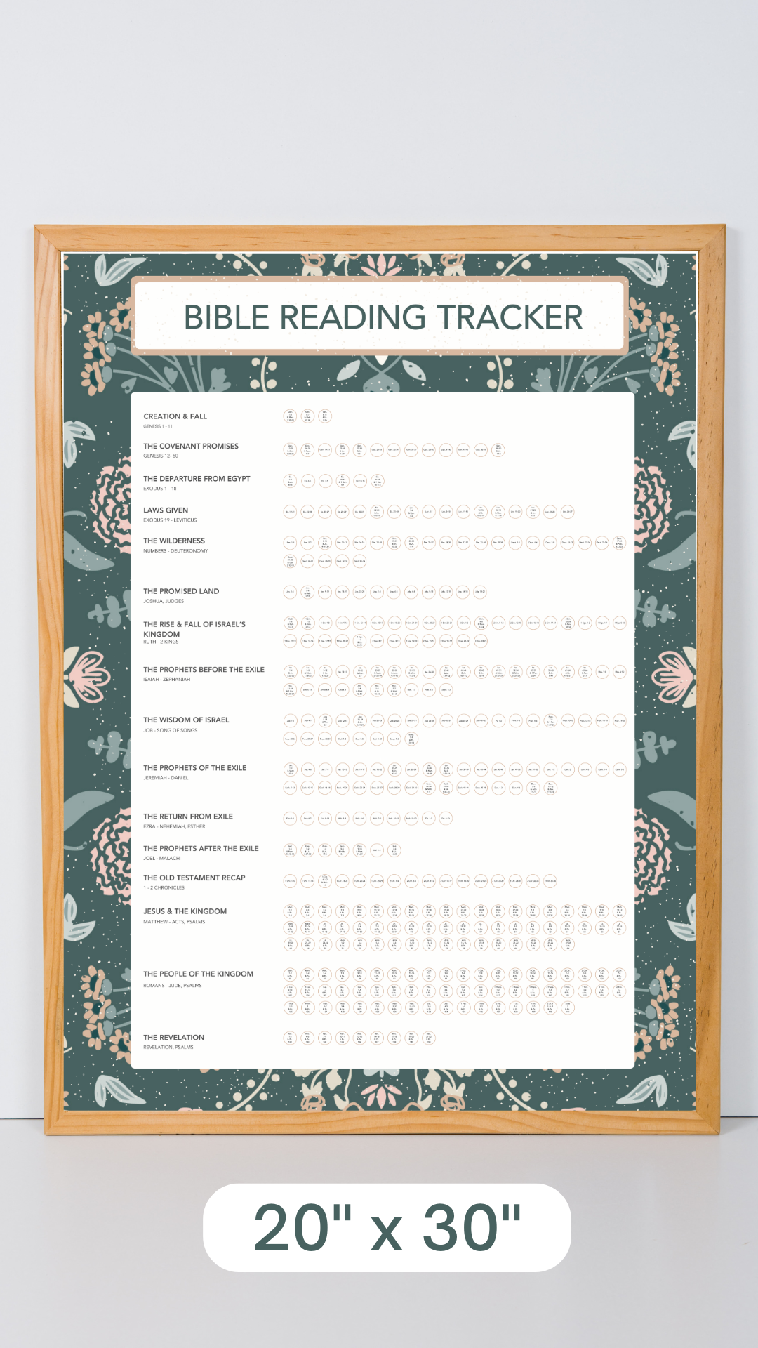Green Bible Reading Wall Tracker - 20" x 30" - PHYSICAL PRODUCT