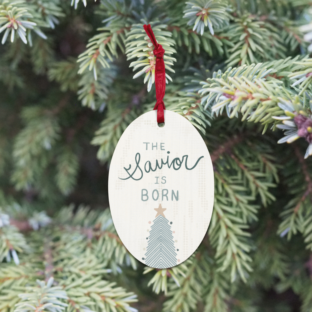 The Savior is Born - Wooden Oval Ornament