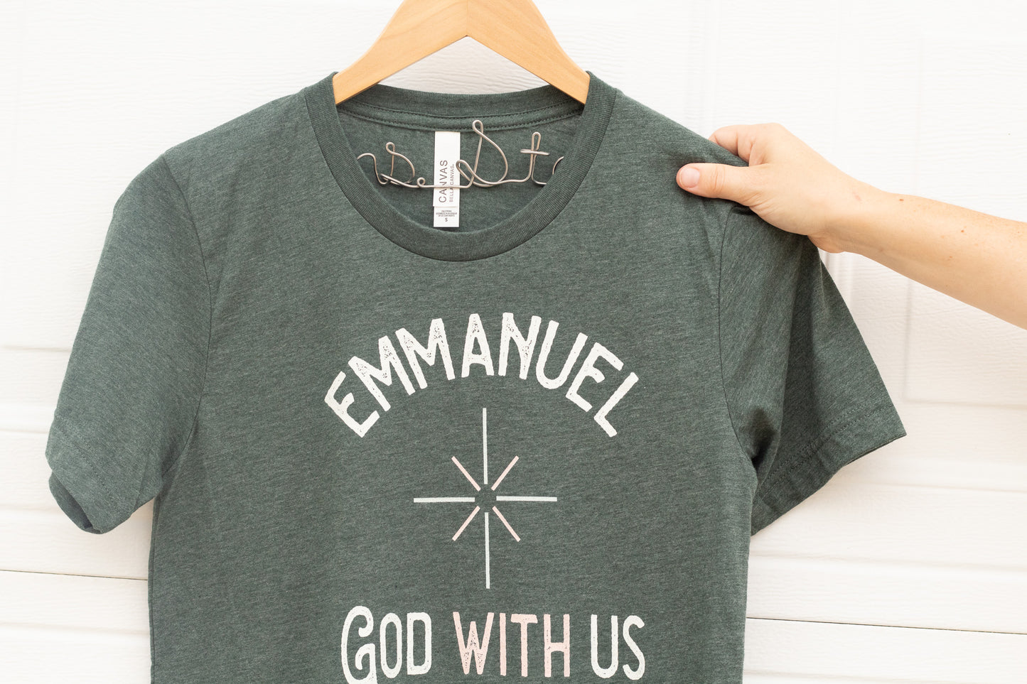 Emmanuel God With Us - Christmas Tee Shirt for Christian Women