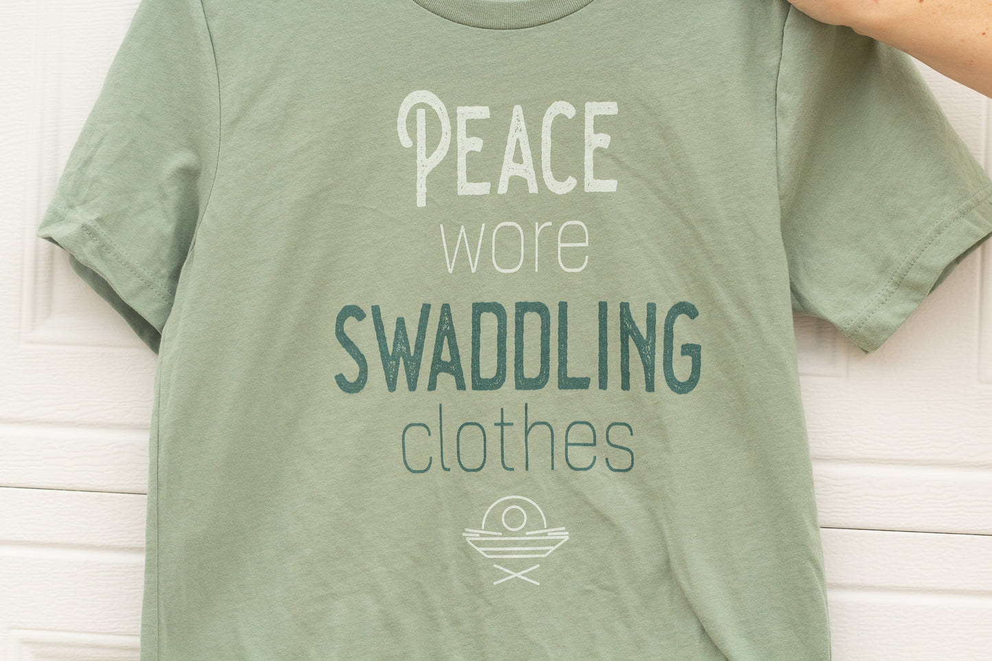 "Peace Wore Swaddling Clothes" - Christmas Tee Shirt for Christian Women