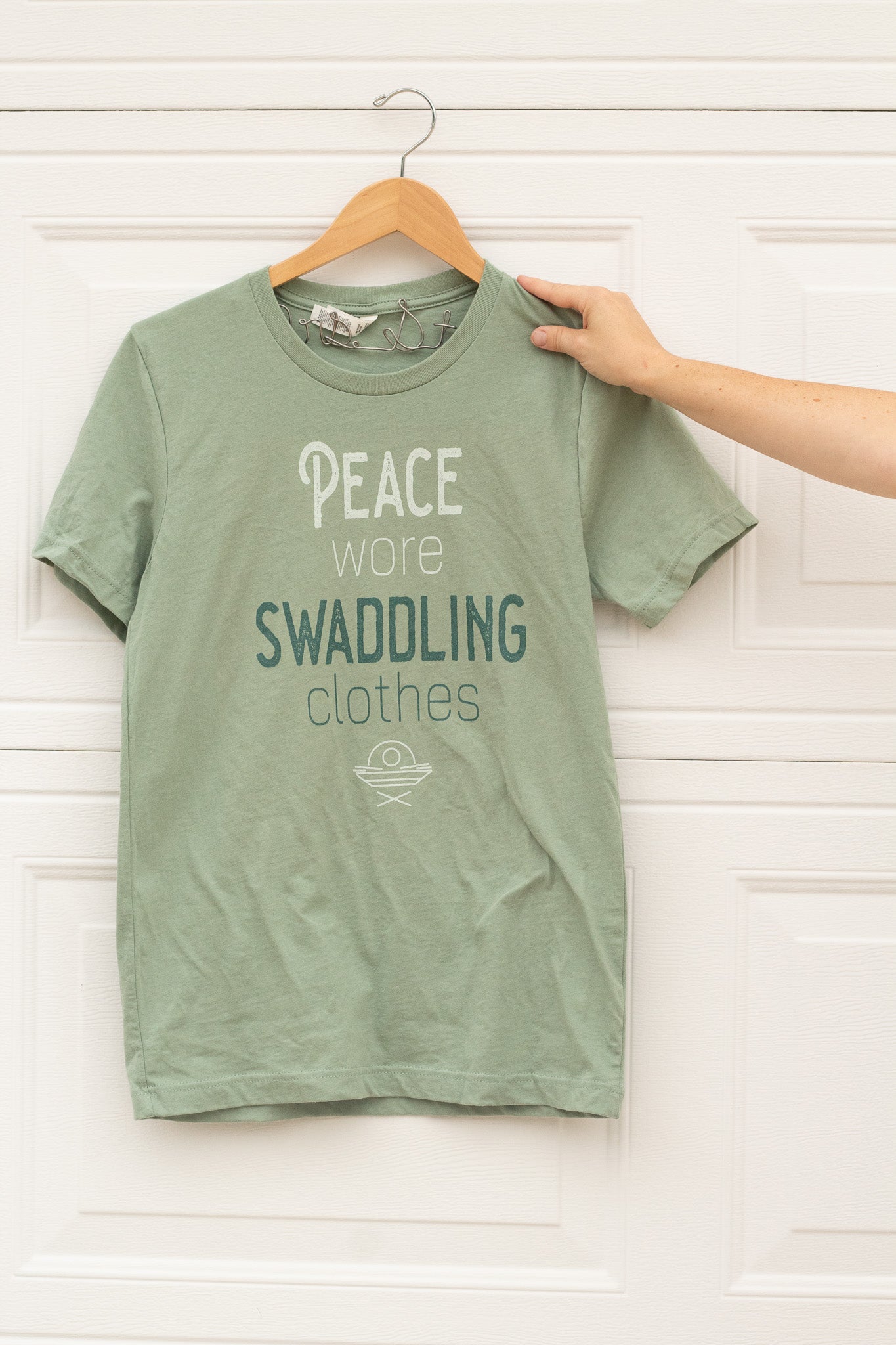 "Peace Wore Swaddling Clothes" - Christmas Tee Shirt for Christian Women