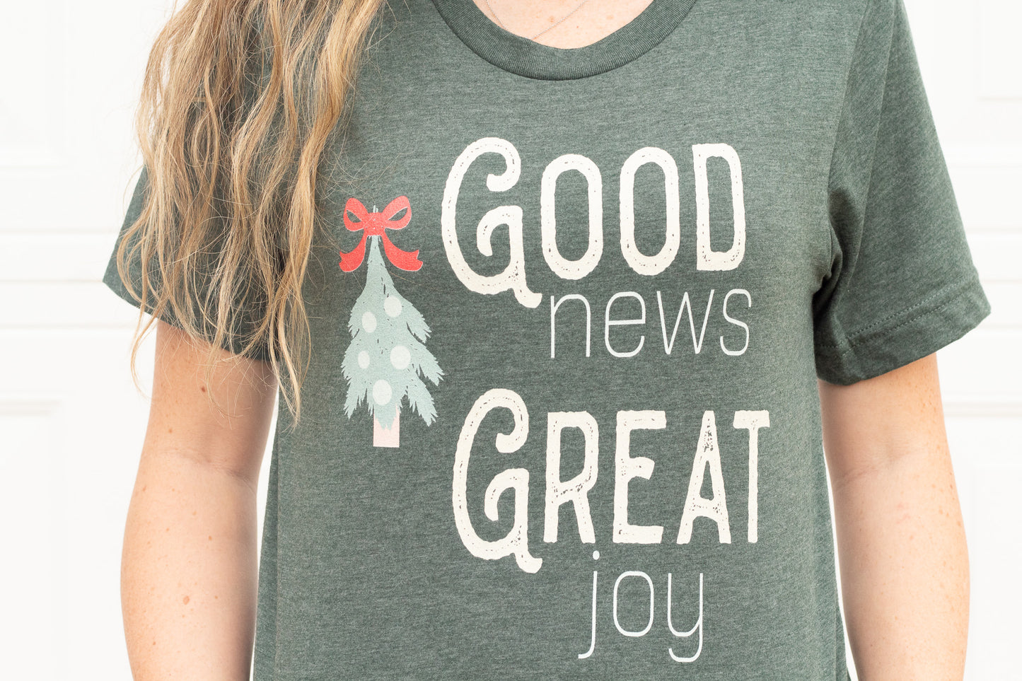 Good News Great Joy - Christmas tee Shirt for Christian Women