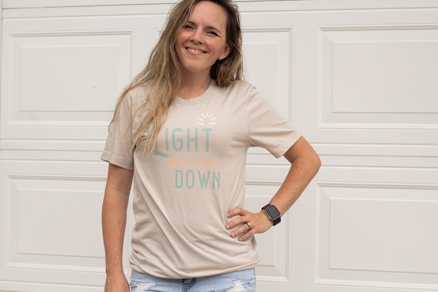 Light has Come Down - Christmas Tee Shirt for Christian Women