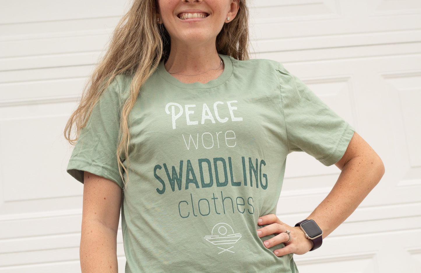 "Peace Wore Swaddling Clothes" - Christmas Tee Shirt for Christian Women