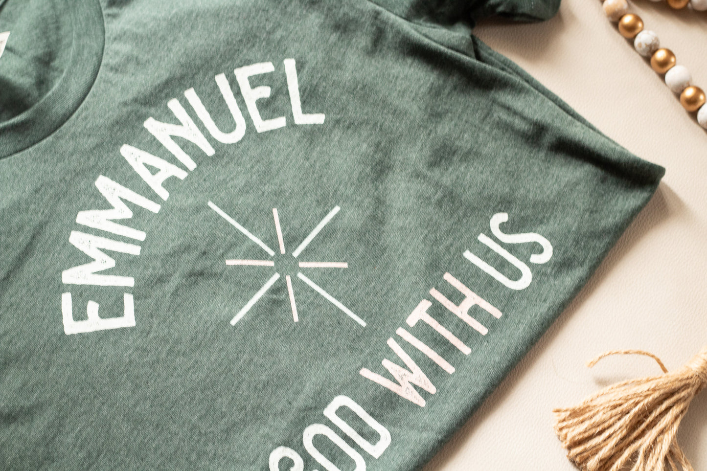 Emmanuel God With Us - Christmas Tee Shirt for Christian Women