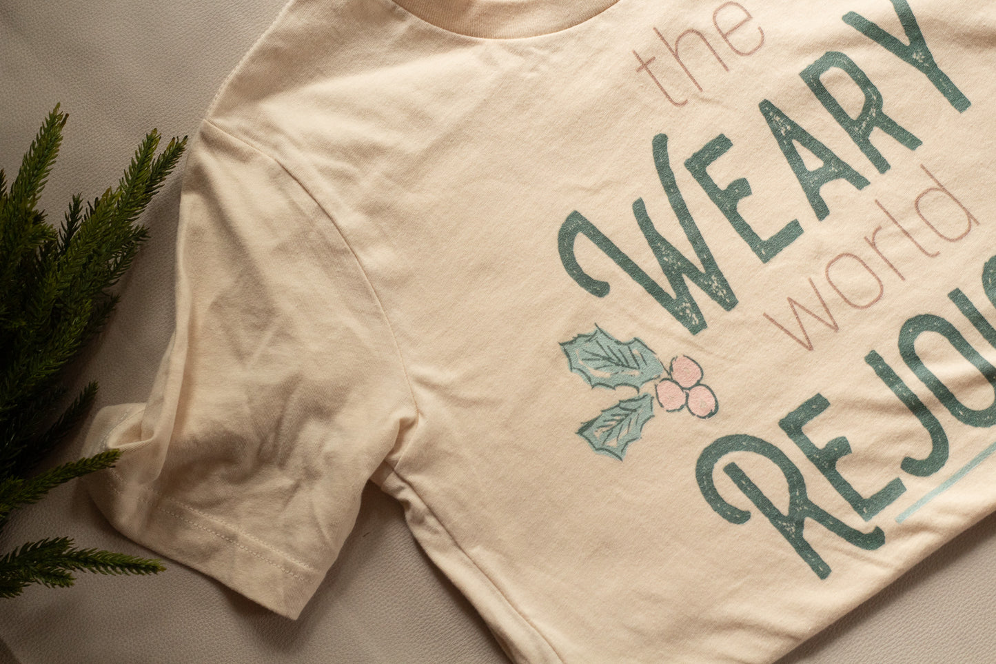 The Weary World Rejoices - Christmas Tee Shirt for Christian Women